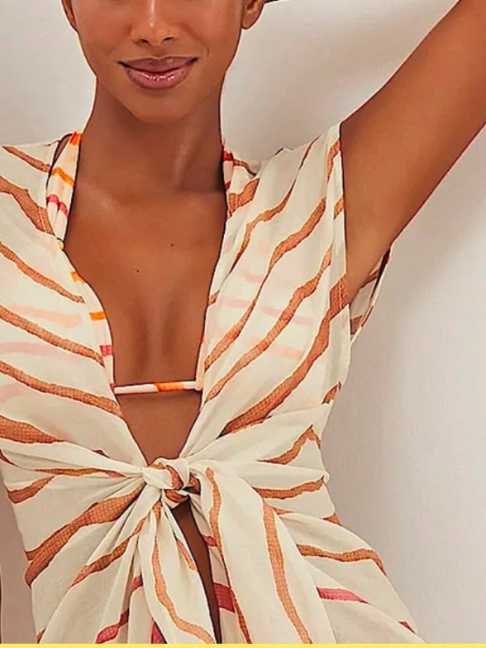 ViX Paula Hermanny Sasha Long Cover-Up Sandstone XL Tie Front Maxi Beach Dress - Picture 2 of 4